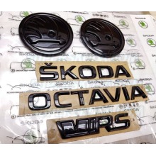 Черные эмблемы 4 шт Skoda Octavia III A7 (2013-2020)